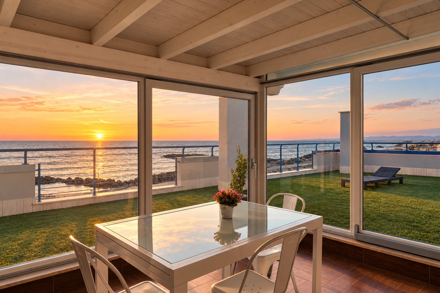 Amore’s panoramic terrace overlooking the sea in Fiumicino